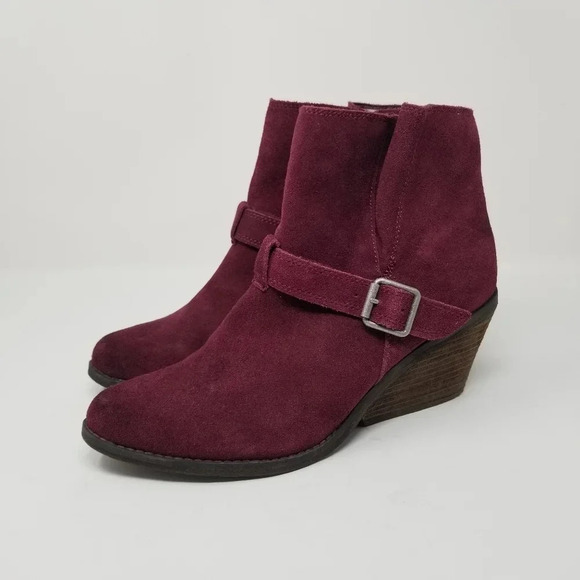 Very Volatile Melina Burgundy Suede Leather Boots 8 - Picture 3 of 9